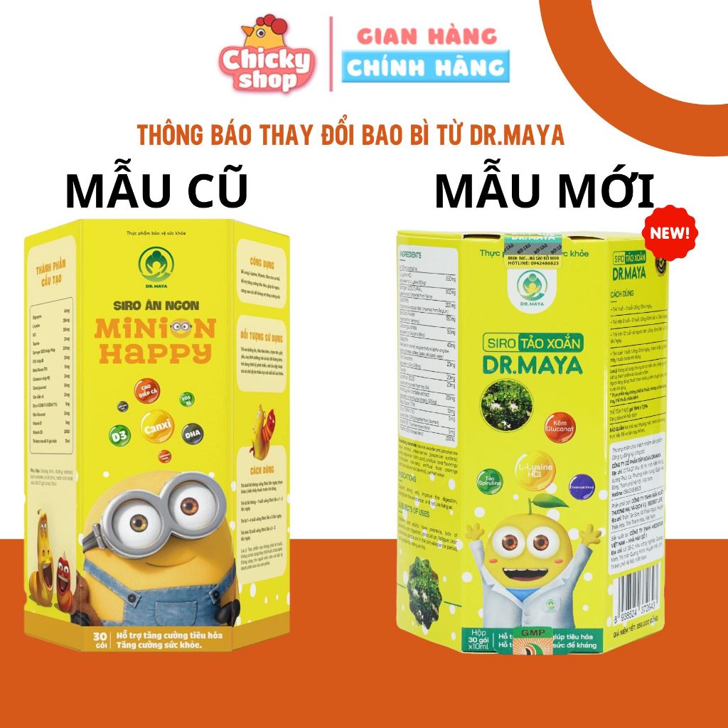 Siro ăn ngon Minion Happy Dr.Maya hỗ trợ cải thiện biếng ăn, giúp bé ăn ngon ngủ ngon (hộp 30 gói)