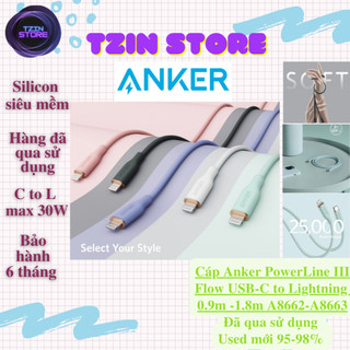 Dây cáp sạc anker a8662 0.9m và a8663 1.8m powerline iii flow used 95-98%