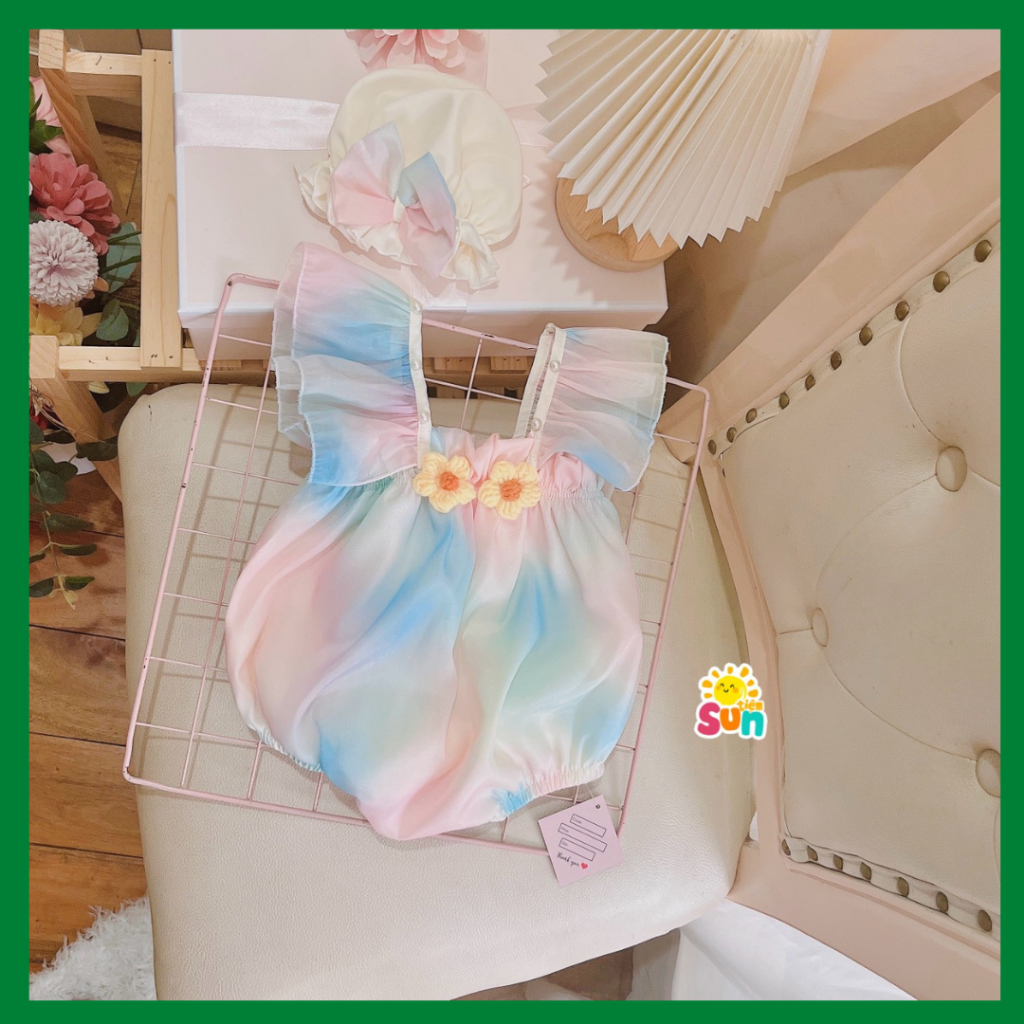 ẢNH THẬT - HÀNG SẴN, tặng mũ, 4-10kg, body cho bé gái chất voan 2 lớp không dặm ngứa