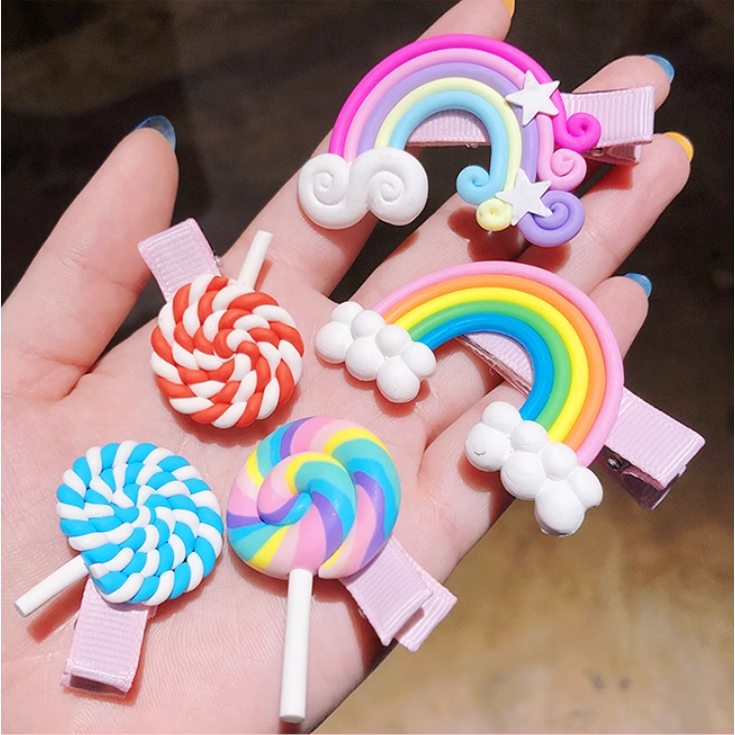Set kẹp tóc trẻ em nhiều hình dễ thương cặp tóc mái cột tóc tạo kiểu cho bé gái sắc màu cute giá rẻ
