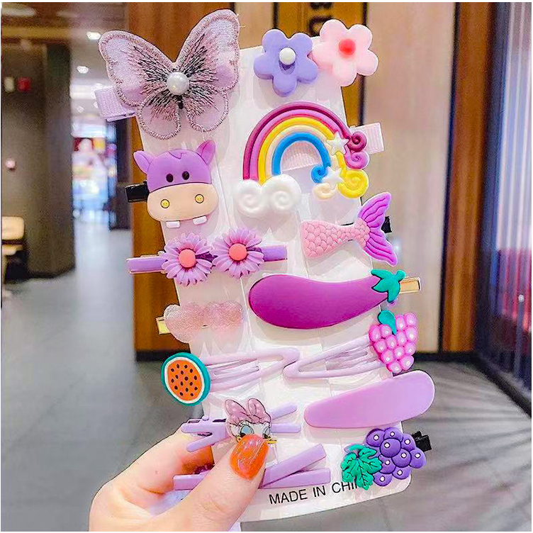 Set kẹp tóc trẻ em nhiều hình dễ thương cặp tóc mái cột tóc tạo kiểu cho bé gái sắc màu cute giá rẻ