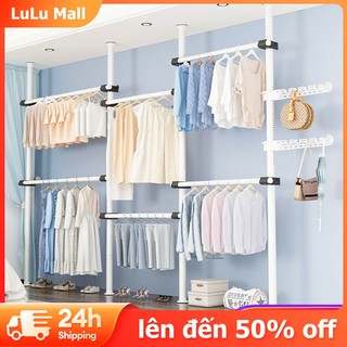 LuLu Móc treo quần áo Giá treo quần áo treo tường tầng Chữ H 3 Tầng Có thể mở rộng Tiện Lợi Sào phơi treo quần áo
