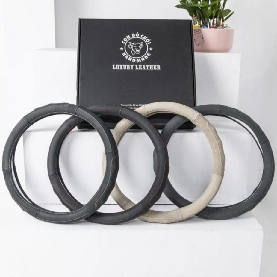 BỌC VÔ LĂNG Ô TÔ BẰNG DA CỪU 100% - CHÍNH HÃNG CON BÒ CƯỜI + .