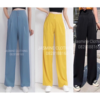 Quần ống suông rộng cạp cao 3 cúc - quần ống rộng culothes cạp cao 3 cúc-mã 888