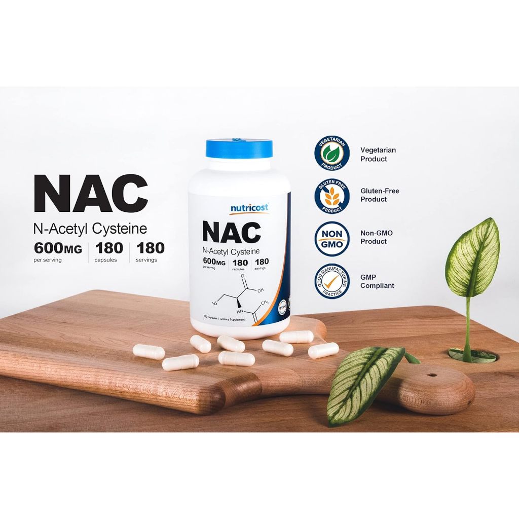Nac Nutricost N-Acetyl Cysteine 600mg Thực Phẩm Bổ Sung Bảo Vệ Gan, Giải Độc Gan, Giúp Mát Gan