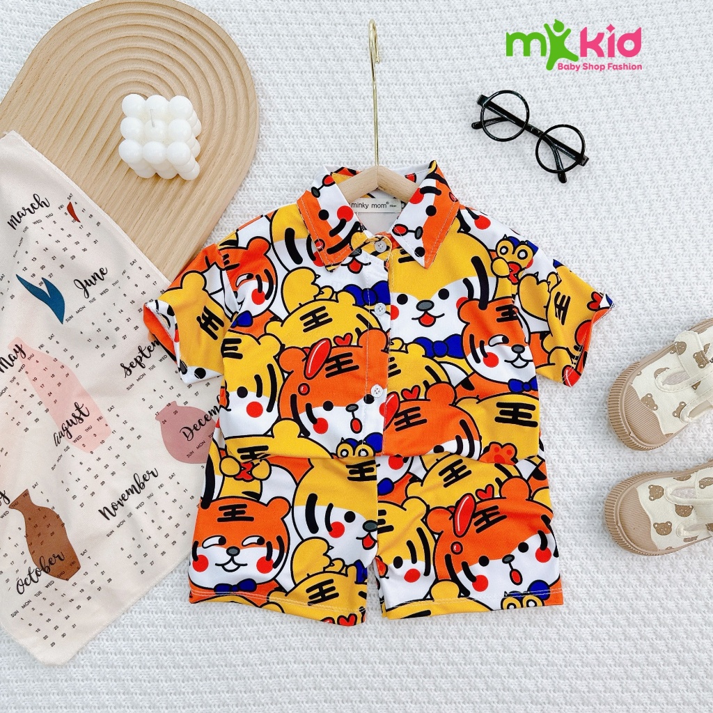Đồ Kiểu Hình Hổ Cho Bé 8-25KG 💖FREE SHIP💖 Bộ Thun Thái Cộc Tay Cổ Sơ Mi cho bé trai Mặc Tết