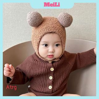 Mũ Len Lông Cục Bông 2 Lớp - Mũ Lông Xù Hai Quả Bông Có Dây Buộc Đáng Yêu Cho Bé Từ 3-18 Tháng (tuyển sỉ)