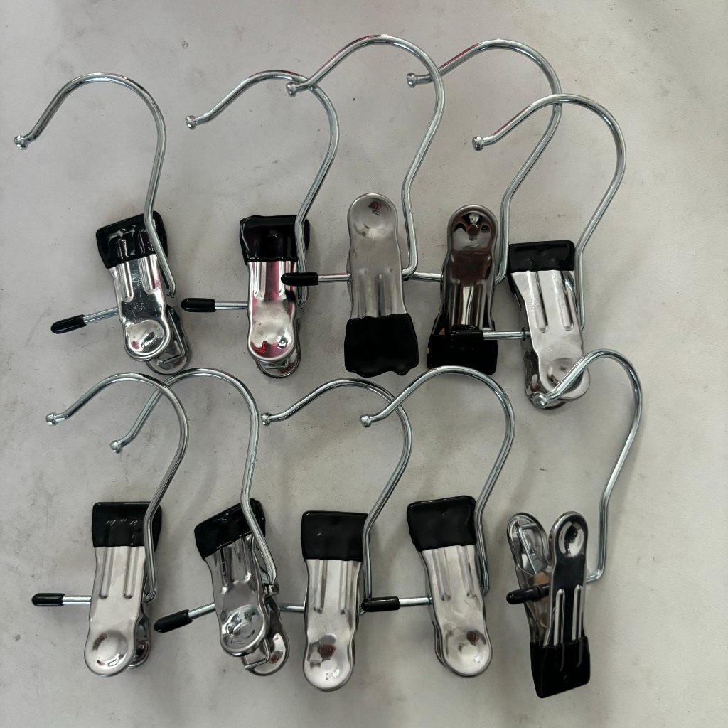 Set 20 chiếc Móc kèm kẹp treo quần áo, móc treo đồ đa năng bằng thép không rỉ, tiết kiệm diện tích