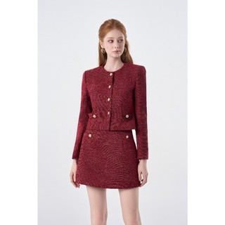 Sandra - áo khoác và chân váy dạ tweed đỏ đô seduisant.rev
