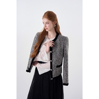 ANYA - Áo khoác dạ tweed màu ghi lấp lánh SEDUISANT.REV (áo dạ tweed lấp lánh kim sa sang trọng)