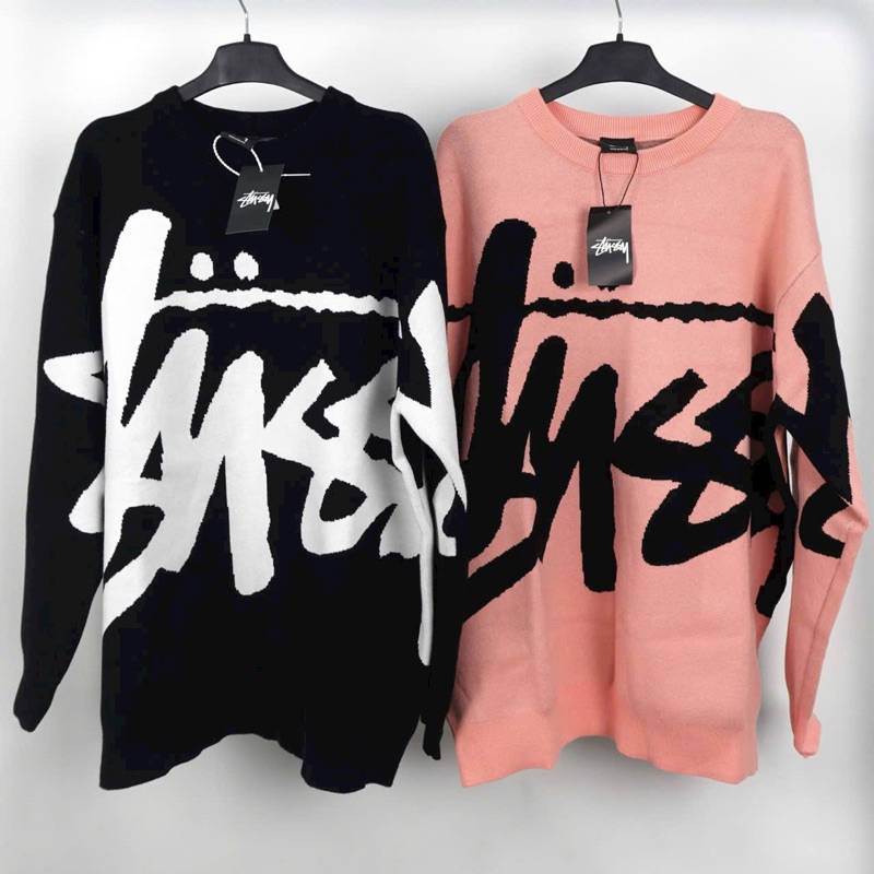 Áo len Sweater Stussy Bản Cao Cấp Form Unisex, Áo sweater len Stussy cổ tròn lông from rộng dành cho nam hott 2023