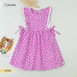 V115 Váy Cotton Xinh House Bé Gái Hoạ Tiết Thỏ Trắng