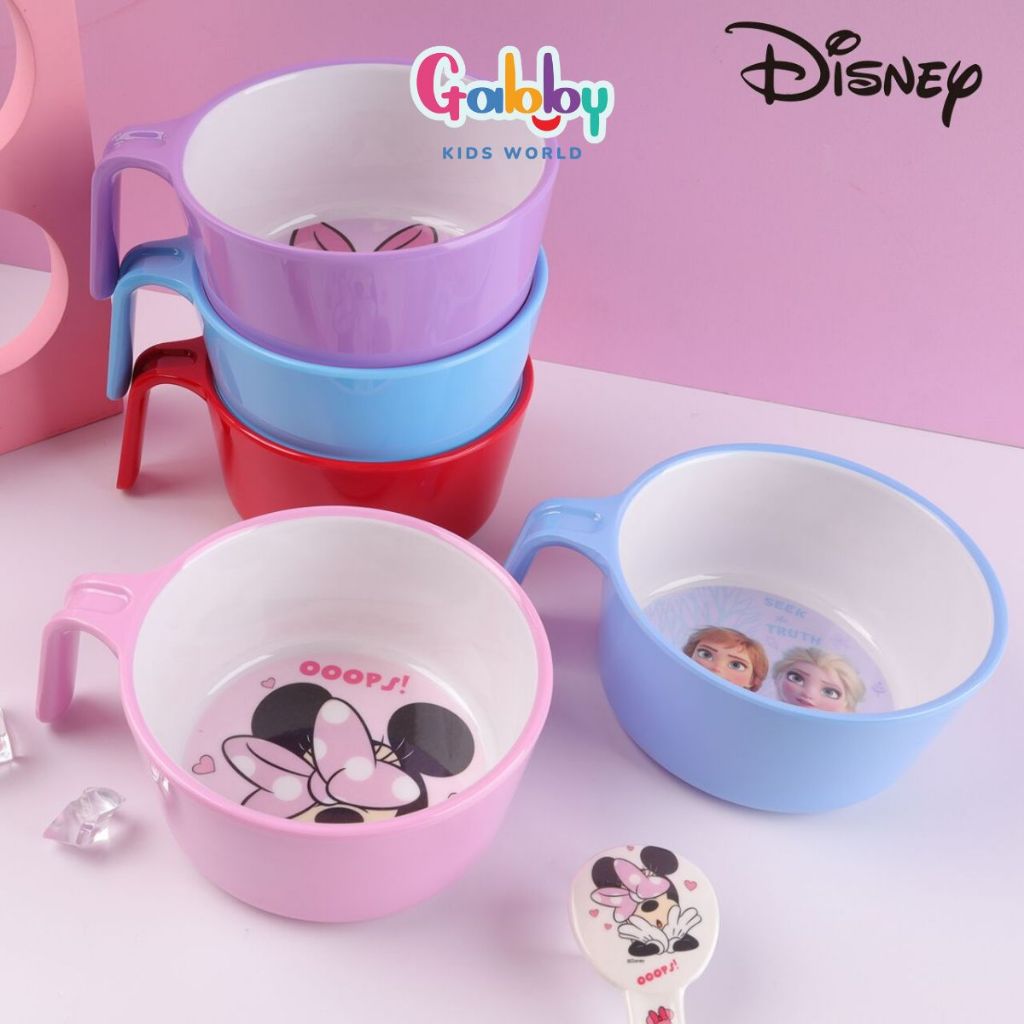 Tô Nhựa Melamine Có Tay Cầm 2 Màu Disney Đáng Yêu Cho Bé (Mickey/ Snow White/ Donald/ Minnie/ Ariel/ Dumbo)