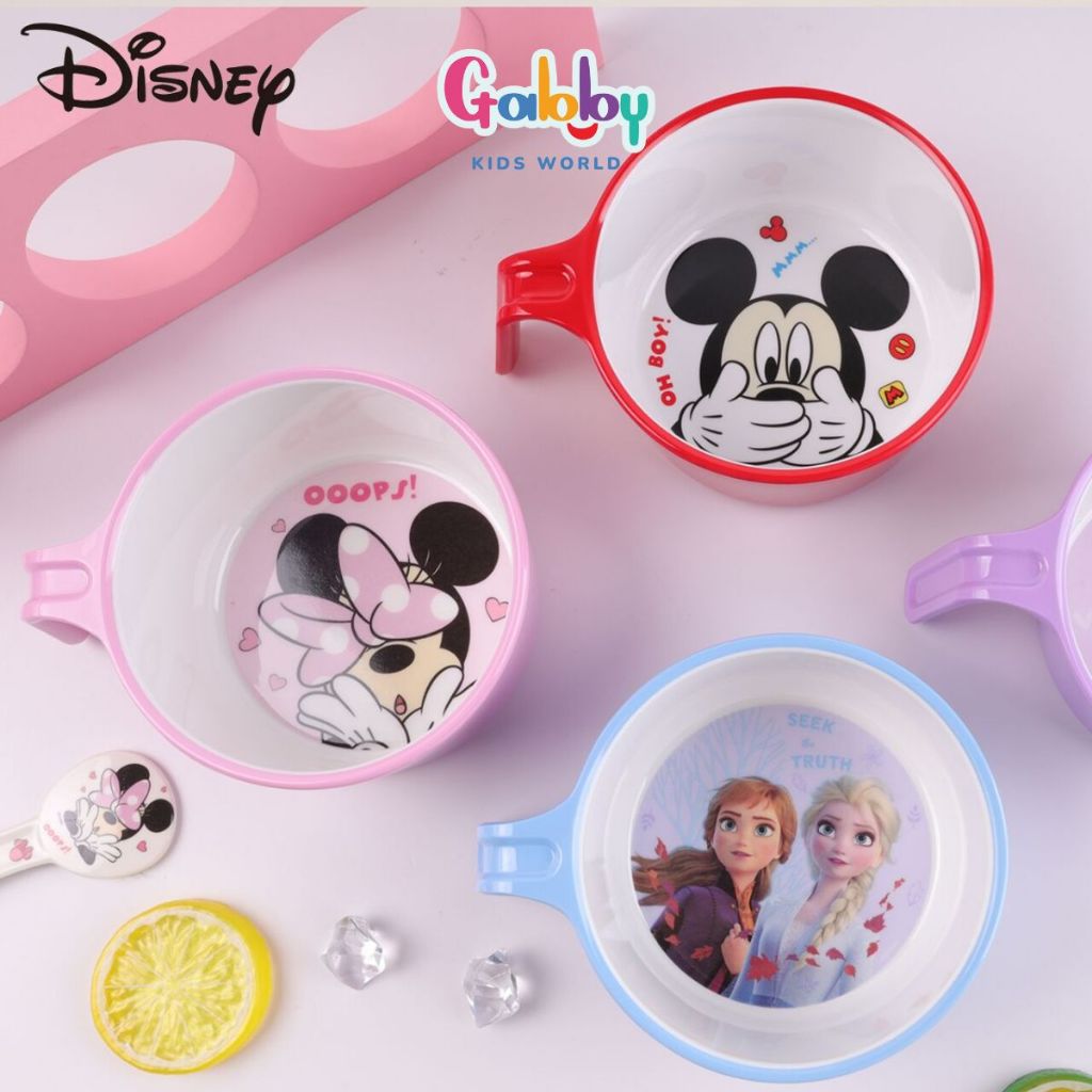 Tô Nhựa Melamine Có Tay Cầm 2 Màu Disney Đáng Yêu Cho Bé (Mickey/ Snow White/ Donald/ Minnie/ Ariel/ Dumbo)