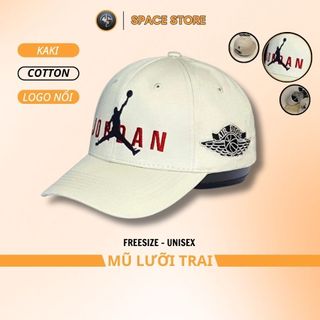 Mũ lưỡi trai Jordan màu beige thêu nổi, hàng xuất dư Freesize dành cho cả nam và nữ, Full hộp