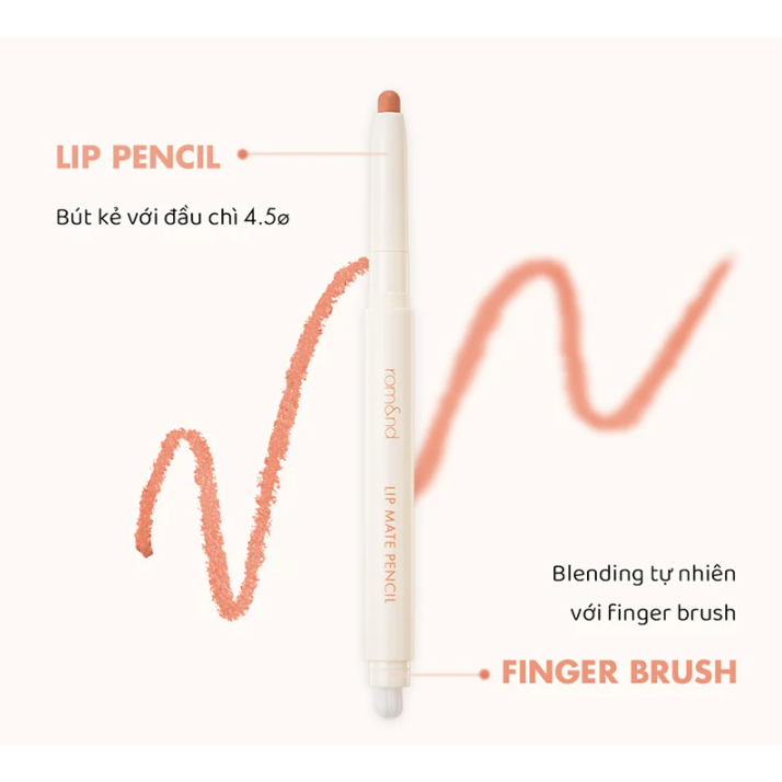 Chì kẻ viền môi Romand Lip Mate Pencil (có thiết kế đầu cọ tán)