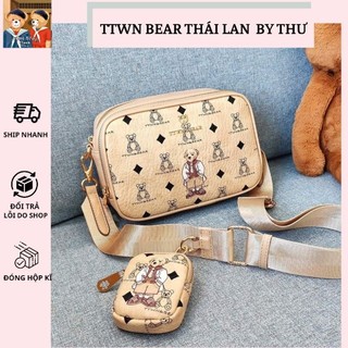 Túi hộp 2 ngăn màu trà sữa họa tiết gấu ttwn bear thái lan chính hãng tn 3405