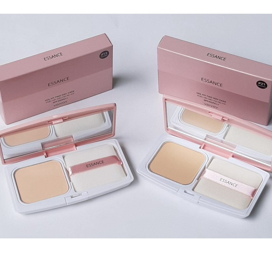 Phấn nền Essance Che phủ hoàn hảo dưỡng trắng siêu mịn lâu trôi Essance White Fit Two Way Cake