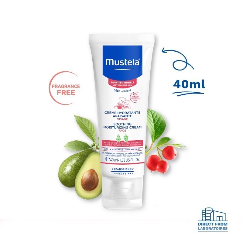 Combo sữa tắm gội và kem dưỡng da mặt và toàn thân Mustela dành cho da nhạy cảm 40ml/200ml/300ml