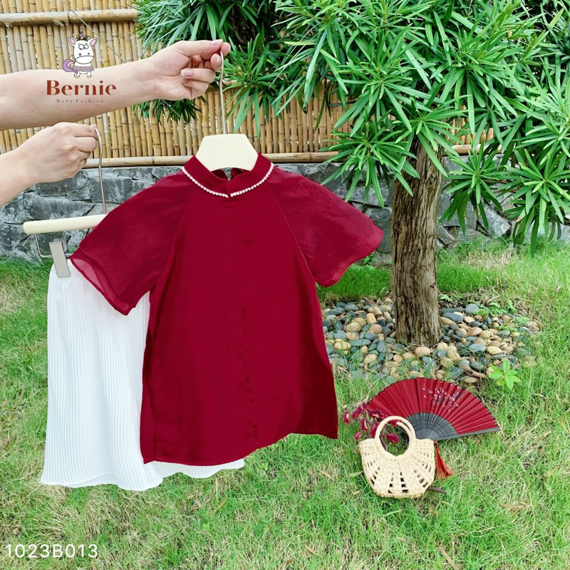 SET ÁO DÀI LỤA ĐỎ CHO BÉ GÁI