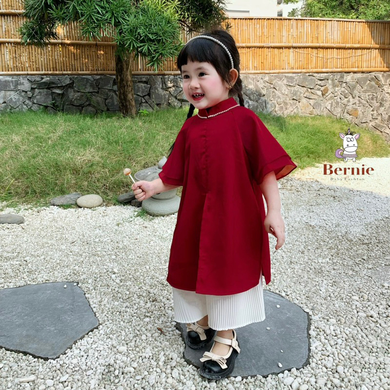 SET ÁO DÀI LỤA ĐỎ CHO BÉ GÁI