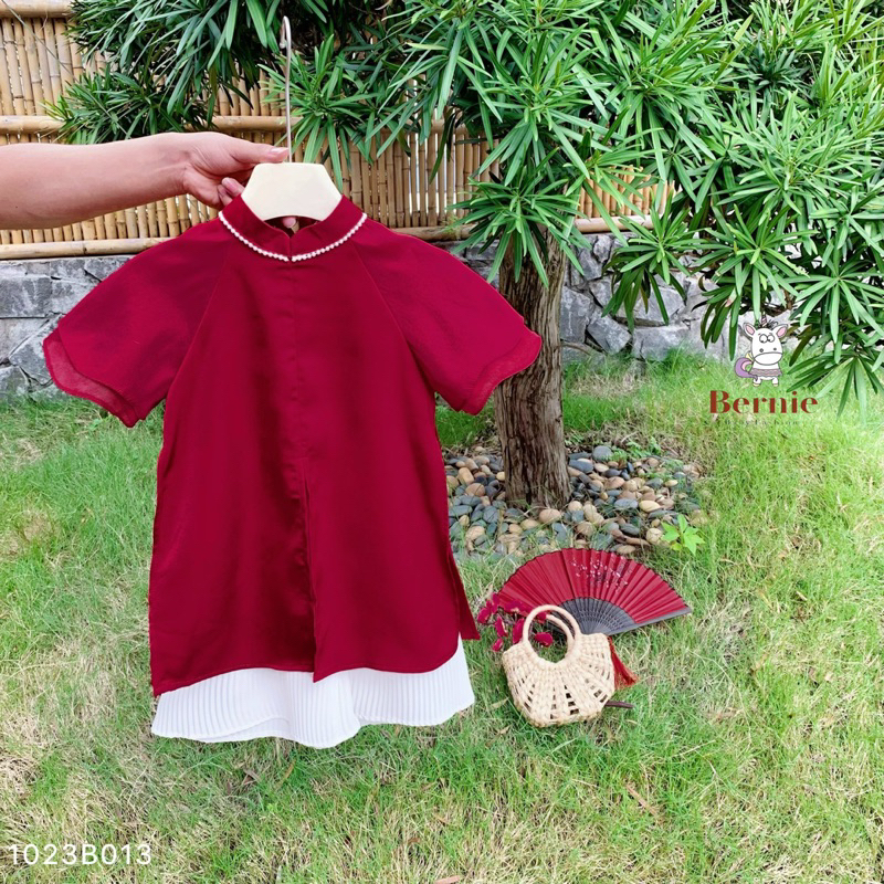 SET ÁO DÀI LỤA ĐỎ CHO BÉ GÁI