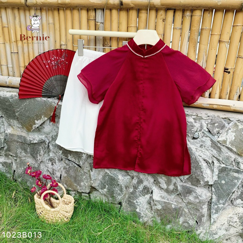 SET ÁO DÀI LỤA ĐỎ CHO BÉ GÁI