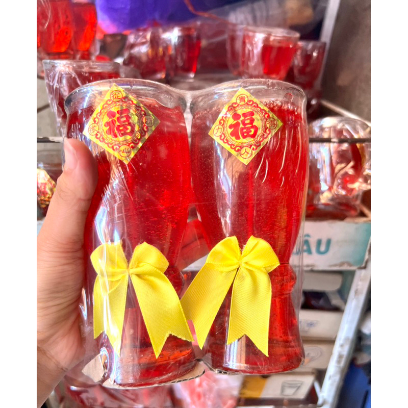 Cặp đèn cầy ly lớn màu đỏ 15cm
