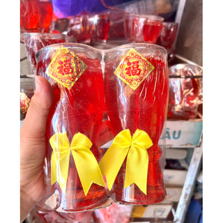 Cặp đèn cầy ly lớn màu đỏ 15cm