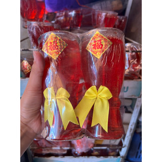 Cặp đèn cầy ly lớn màu đỏ 15cm