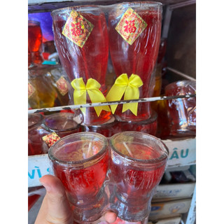 Cặp đèn cầy ly lớn màu đỏ 15cm
