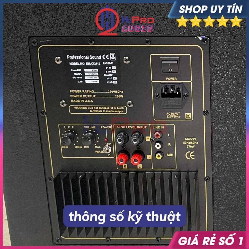 Sub Điện Bass 30 Martin 270W Tặng Dây AV - Loa Trầm Úp Đất Cao Cấp, Lực Bass Cực Khoẻ Hợp Karaoke Gia Đình - H2Pro Audio