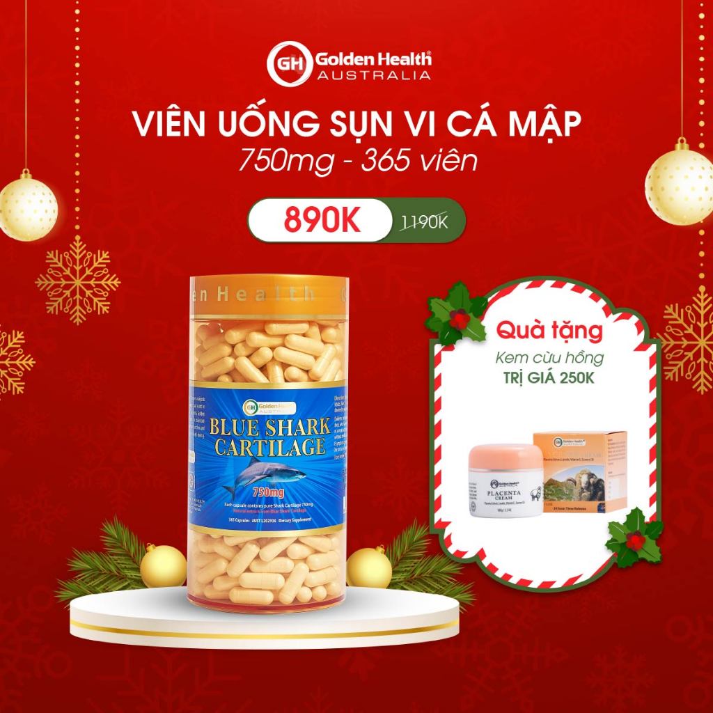 [GOLDEN HEALTH] Sụn vi cá mập - Blue Shark Cartilage 750mg hộp 365 viên