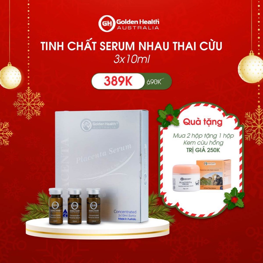 [GOLDEN HEALTH] Serum placenta nhau thai cừu loại bỏ nám, tàn nhang và trắng da - Hộp 3 lọ