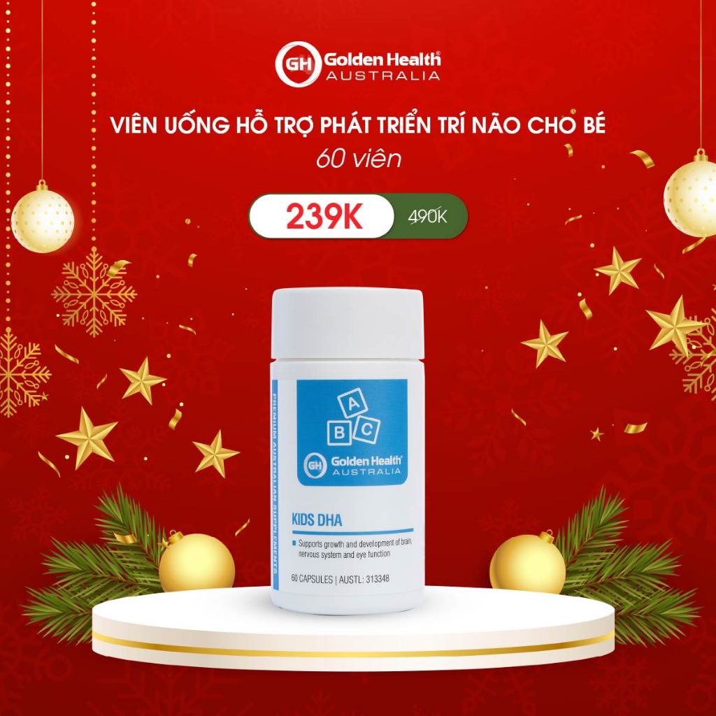 [GOLDEN HEALTH] Viên uống hỗ trợ phát triển trí não trẻ em Kids DHA (60 viên)