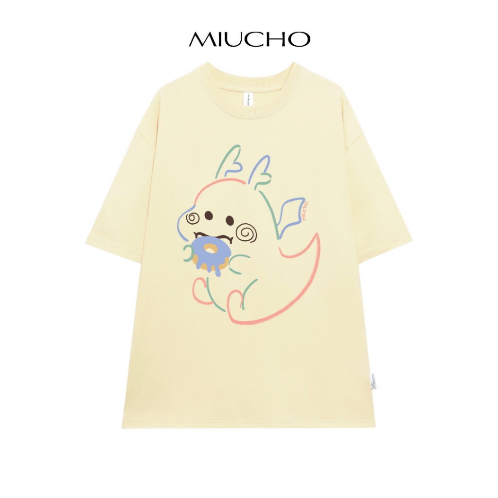 Áo thun unisex local brand form rộng ATD742 Miucho cotton cổ tròn in artwork