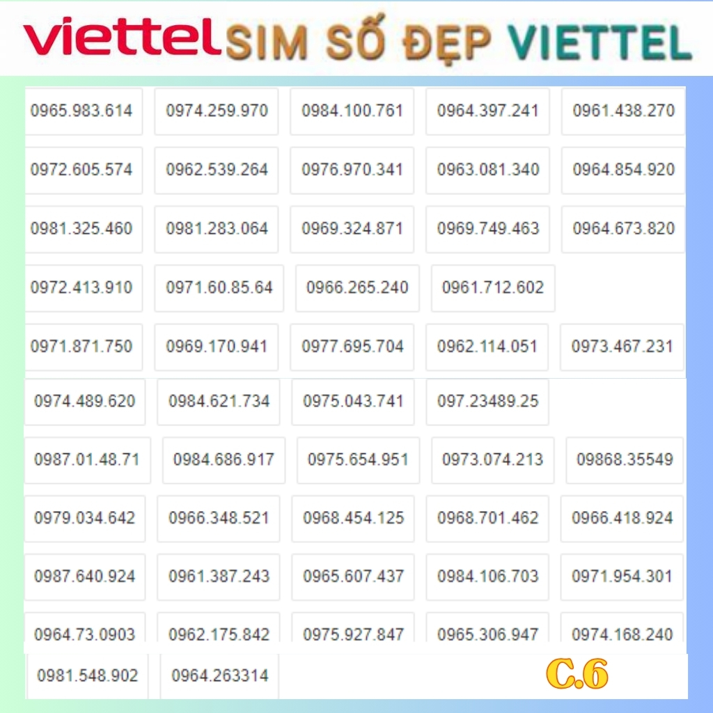 Sim Viettel Chọn Số đẹp,Đàu số 096,097,098 Nghe gọi nhắn tin,tạo tài khoản,đăng ký chính chủ.