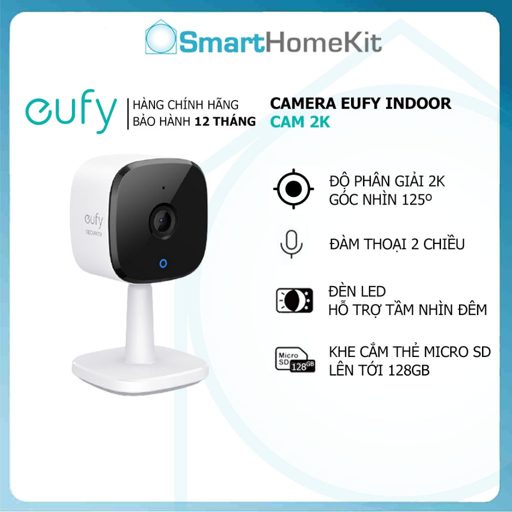 Camera an ninh Eufy Security Indoor Cam 2K (Anker T8400) - AI thông minh, ghi hình đêm