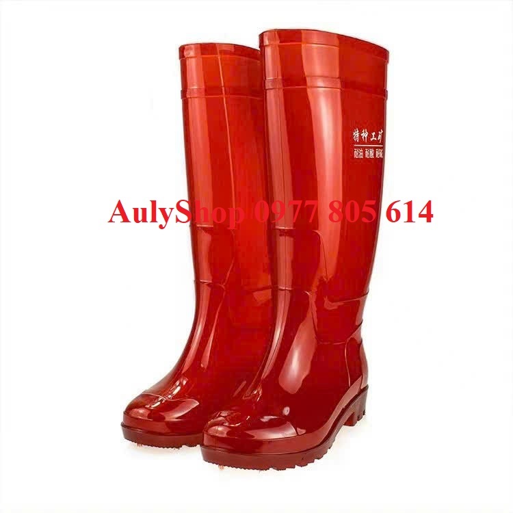 Ủng cao su màu đỏ đế cứng size 39-43 hàng nội địa Trung, ủng nam màu đỏ, ủng bảo hộ lao động