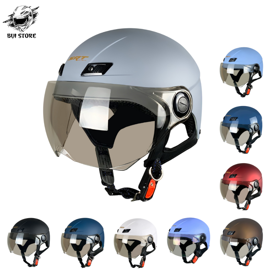 Mũ bảo hiểm 1/2 có kính SRT tem A30 cao cấp - Kính chống tia UV, Chính hãng SRT