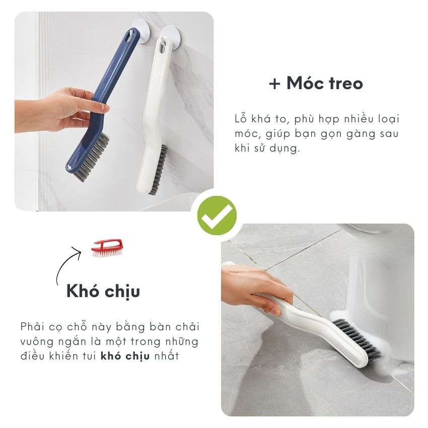 Chổi cọ nhà vệ sinh FEEKA thiết kế thông minh chống cộm tay tích hợp kẹp gắp, chổi chà sàn phòng tắm và toilet