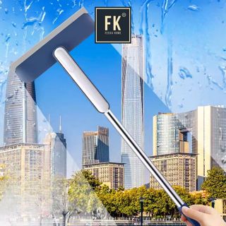 Cây gậy lau kính cán dài 2 mặt, dụng cụ lau kính 2 chức năng đa năng kèm chổi quét khe kẽ