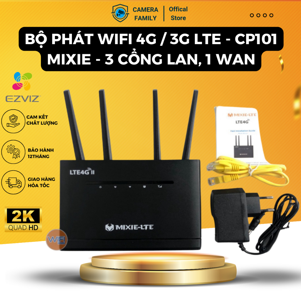 Bộ Phát WIFI 4G / 3G LTE - CP101 MIXIE - 3 Cổng LAN, 1 WAN, 4 ANTEN  TENDA 4G03, Xe Khách, Lắp Camera HUAWEI . .