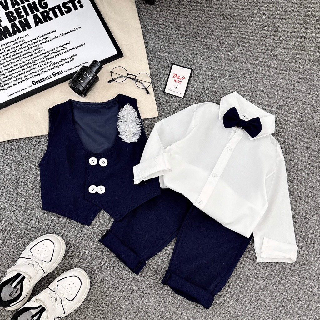 Sét công tử cho bé trai 10-30kg, bộ vest công tử cho bé trai mẫu hàn quốc