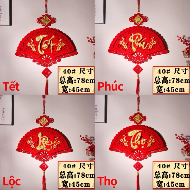 Quạt chữ Phúc Lộc Thọ trang trí Tết