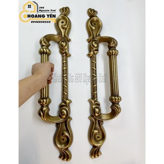 Tay nắm cửa bằng đồng, Tay nắm cổng bằng đồng màu rêu cổ điển 40cm và 60cm - T23, tay kéo cửa, tay nắm cửa tân cổ điển