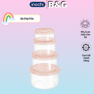  Bộ 4 hộp nhựa tròn Inochi Hokkaido đựng đồ ăn cơm văn phòng bảo quản thực phẩm không BPA chịu nhiệt thay thủy tinh 