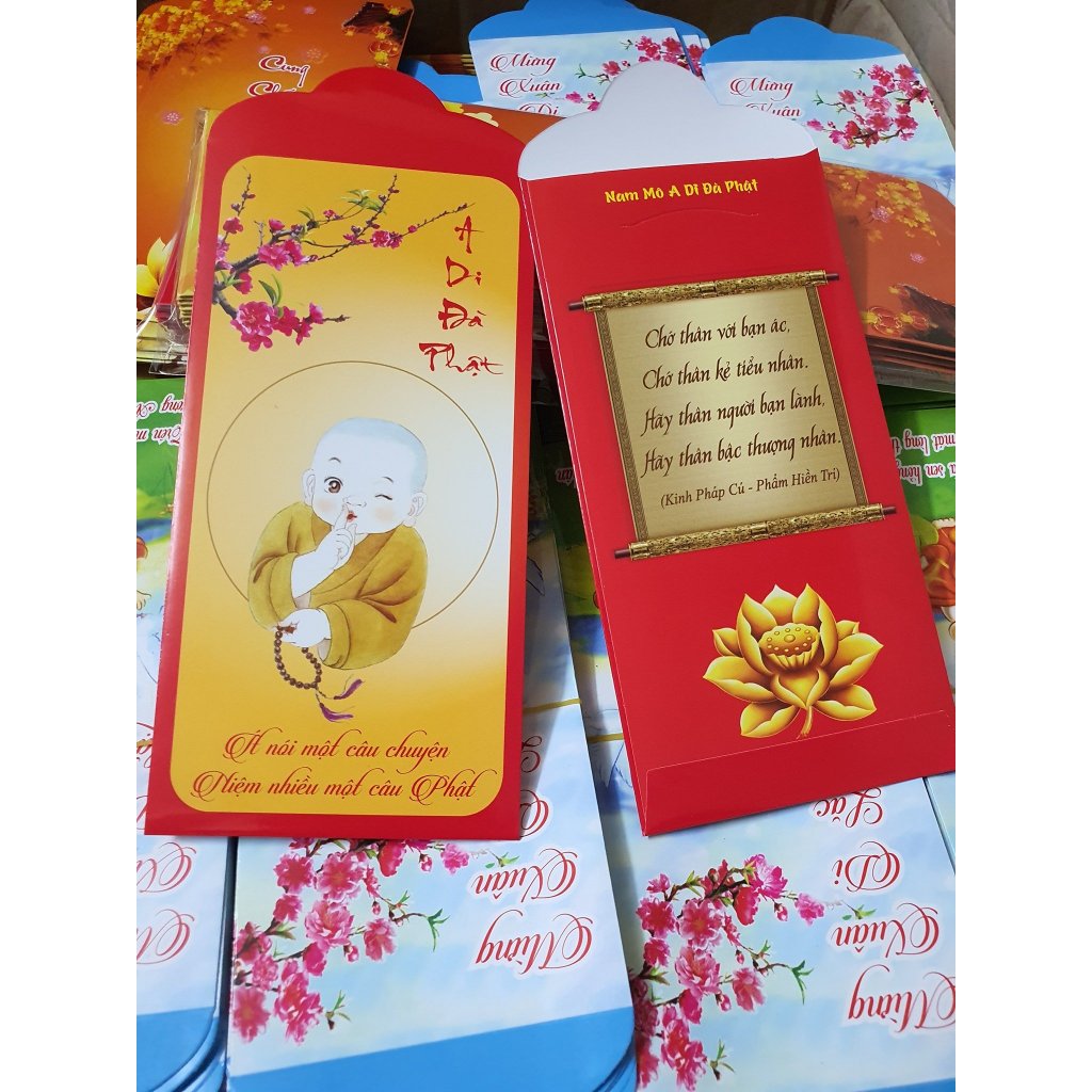 Set 10 Bao Lì Xì Tết Phật giáo - Cúng dường, lì xì rất trang nghiêm ý nghĩa