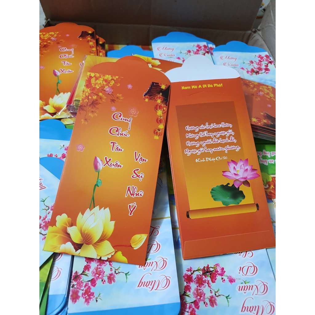 Set 10 Bao Lì Xì Tết Phật giáo - Cúng dường, lì xì rất trang nghiêm ý nghĩa