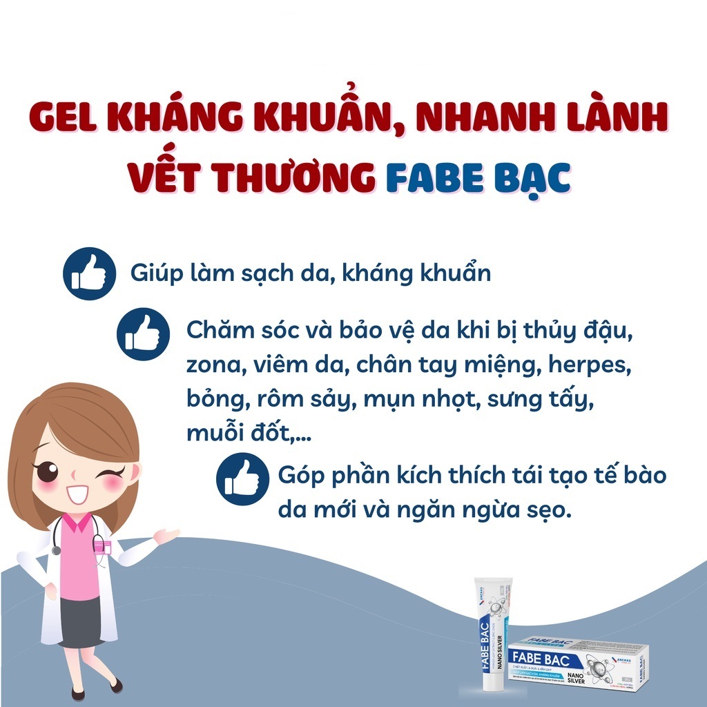 Gel Fabe Bạc An Châu - Dùng Cho Trường Hợp Tay Chân Miệng, Viêm Da Cơ Địa, Rôm Sẩy, Vẩy Nến, Chàm